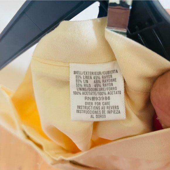 Casual Corner woman's coastal yellow linen pants size 10 old money cropped - Picture 3 of 9